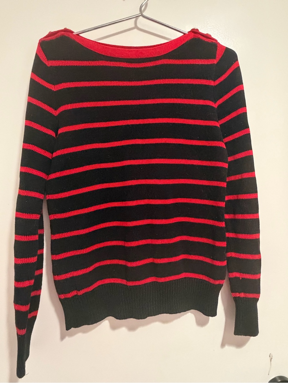 Ralph Lauren Black Sweater with Red Stripes - Crewneck